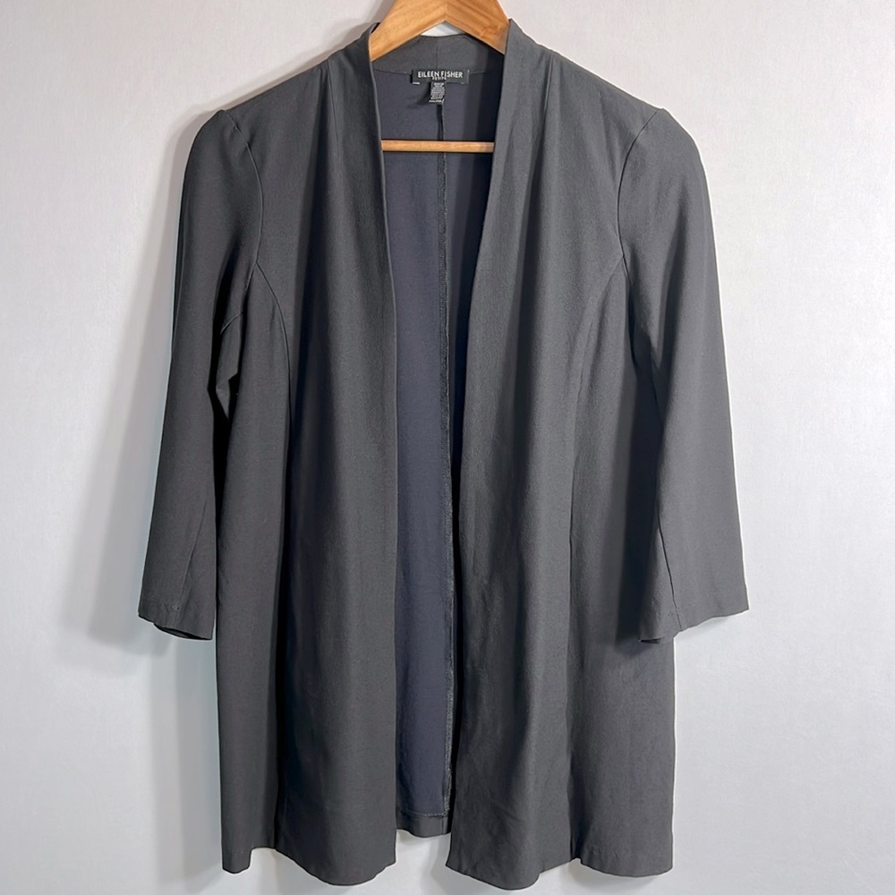 Eileen Fisher Viscose Nylon Spandex Blend Open Front Jacket Cardigan PM